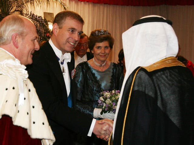Prince Andrew meets Saudi Arabia’s King Abdullah in London before a state banquet in 2007
