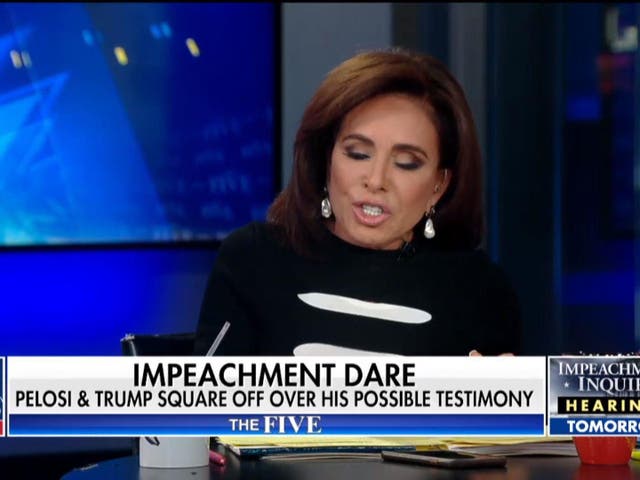Ms Pirro quickly attempted to turn the conversation away from public support for impeachment and towards the political tactics of the president's rivals