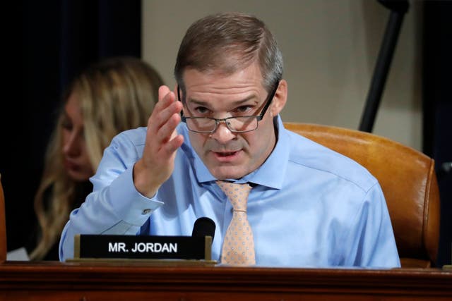 Republican congressman Jim Jordan speaking at the impeachment hearings into Donald Trump