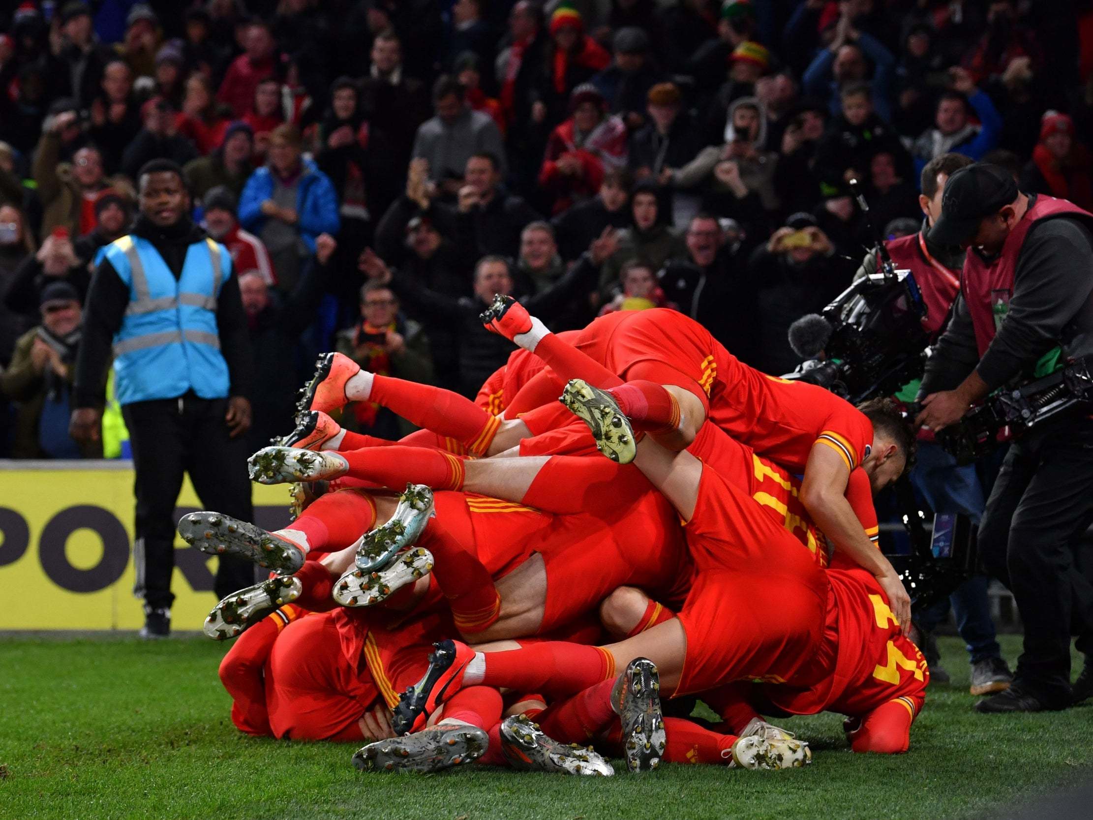 Wales players celebrate