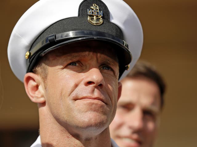 Navy officials plan to take away Mr Gallagher’s Trident pin, the symbol of his membership in the Seals