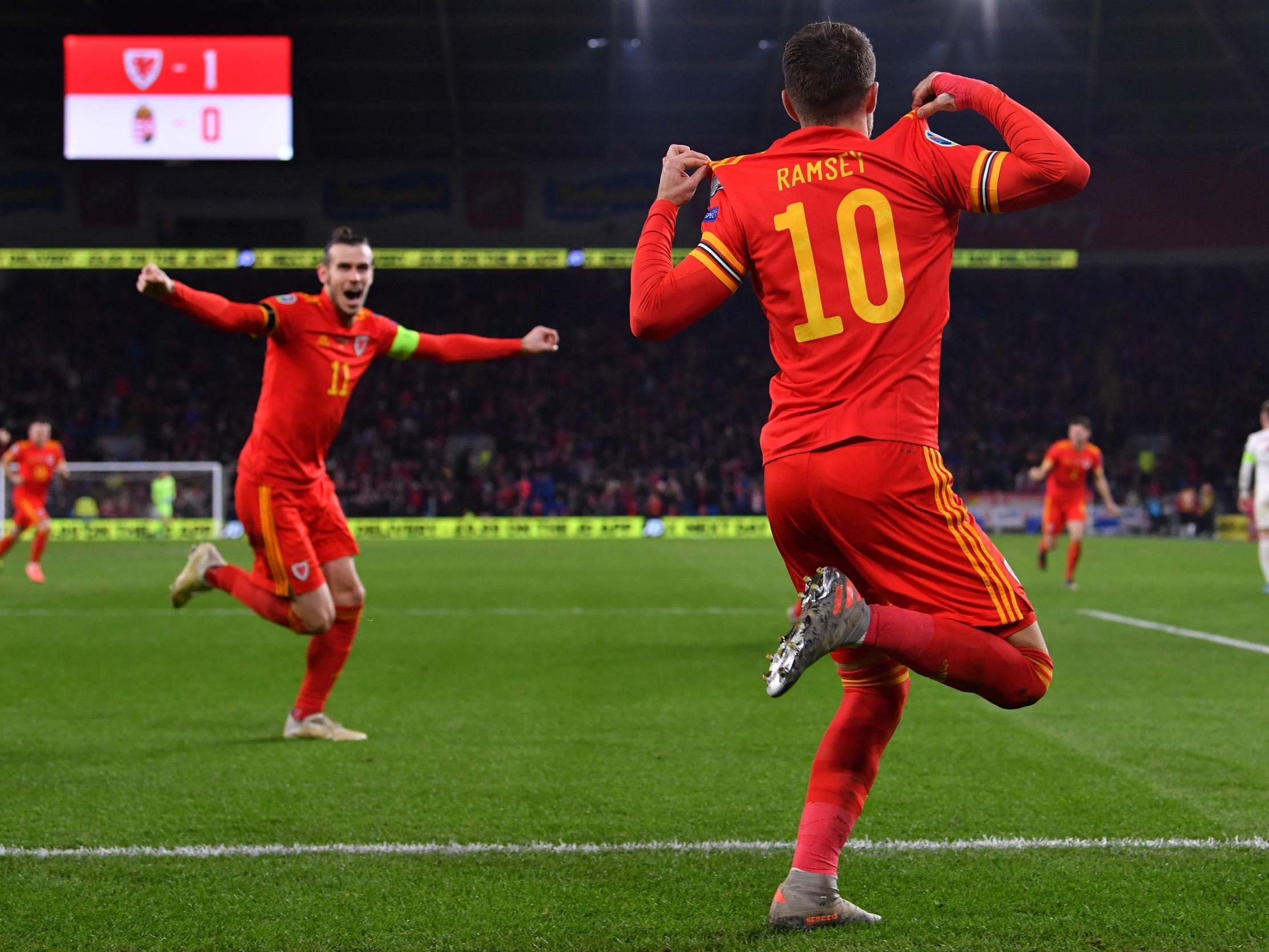 Bale celebrates with Ramsey