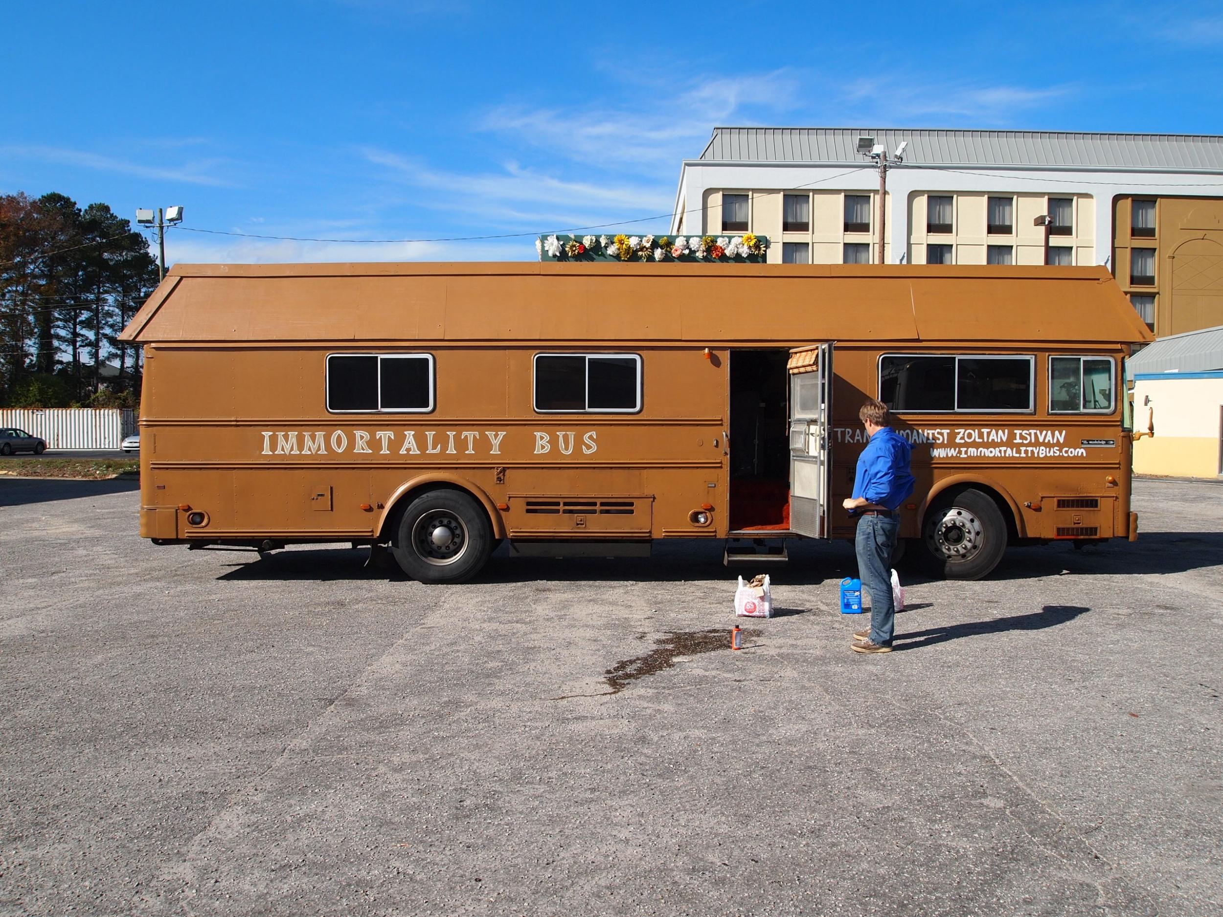 Zoltan Istvan campaigned in a coffin-shaped 'Immortality Bus' in 2016