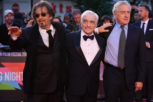 Al Pacino, Martin Scorsese and Robert De Niro attend the international premiere of The Irishman at the 2019 BFI London Film Festival on 13 October, 2019.