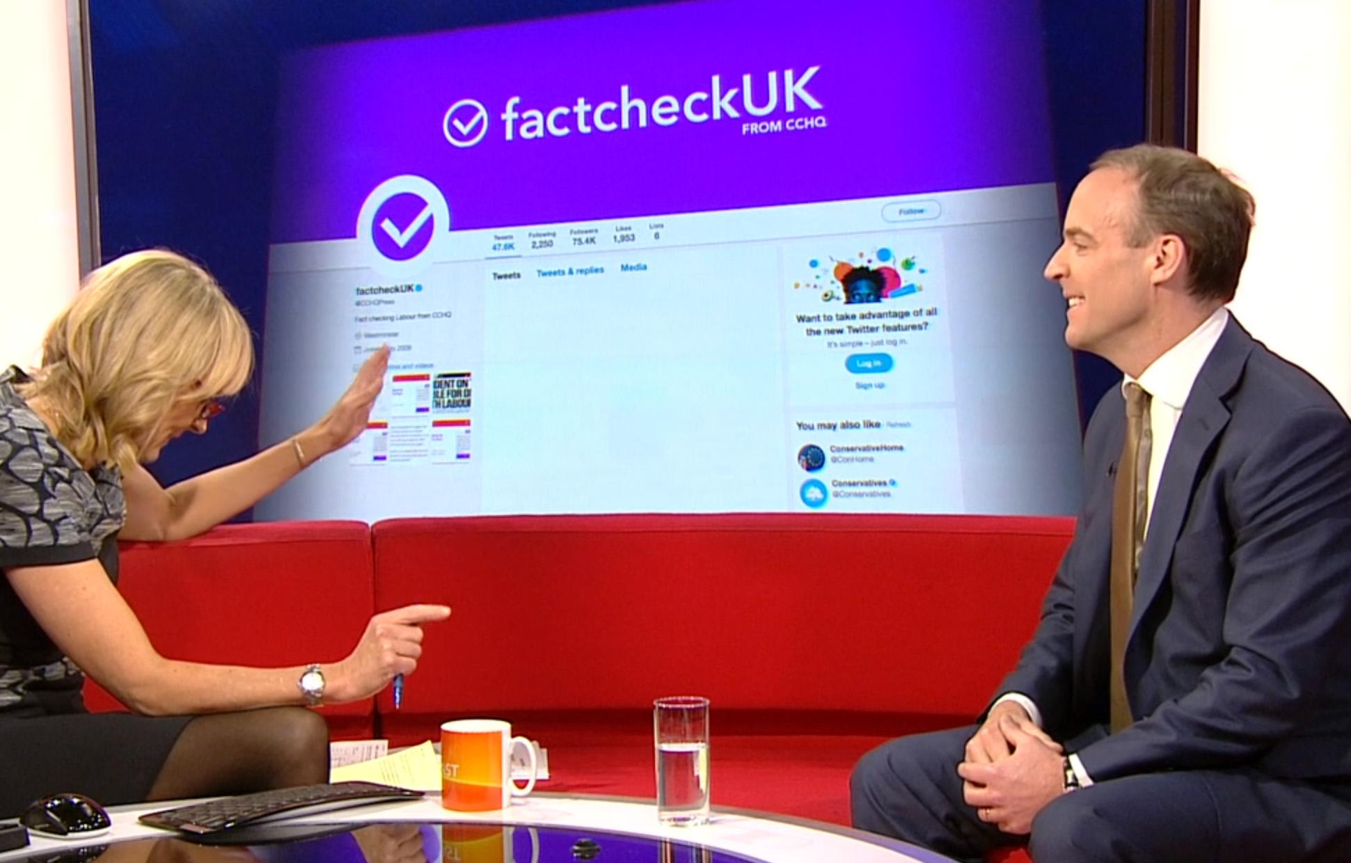 The row comes after the Conservatives were criticised for setting up a fake ‘factchecking’ service