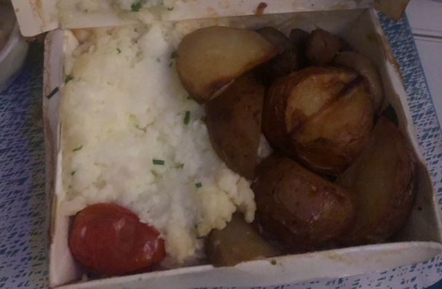 WestJet served a meal of potatoes with more potato