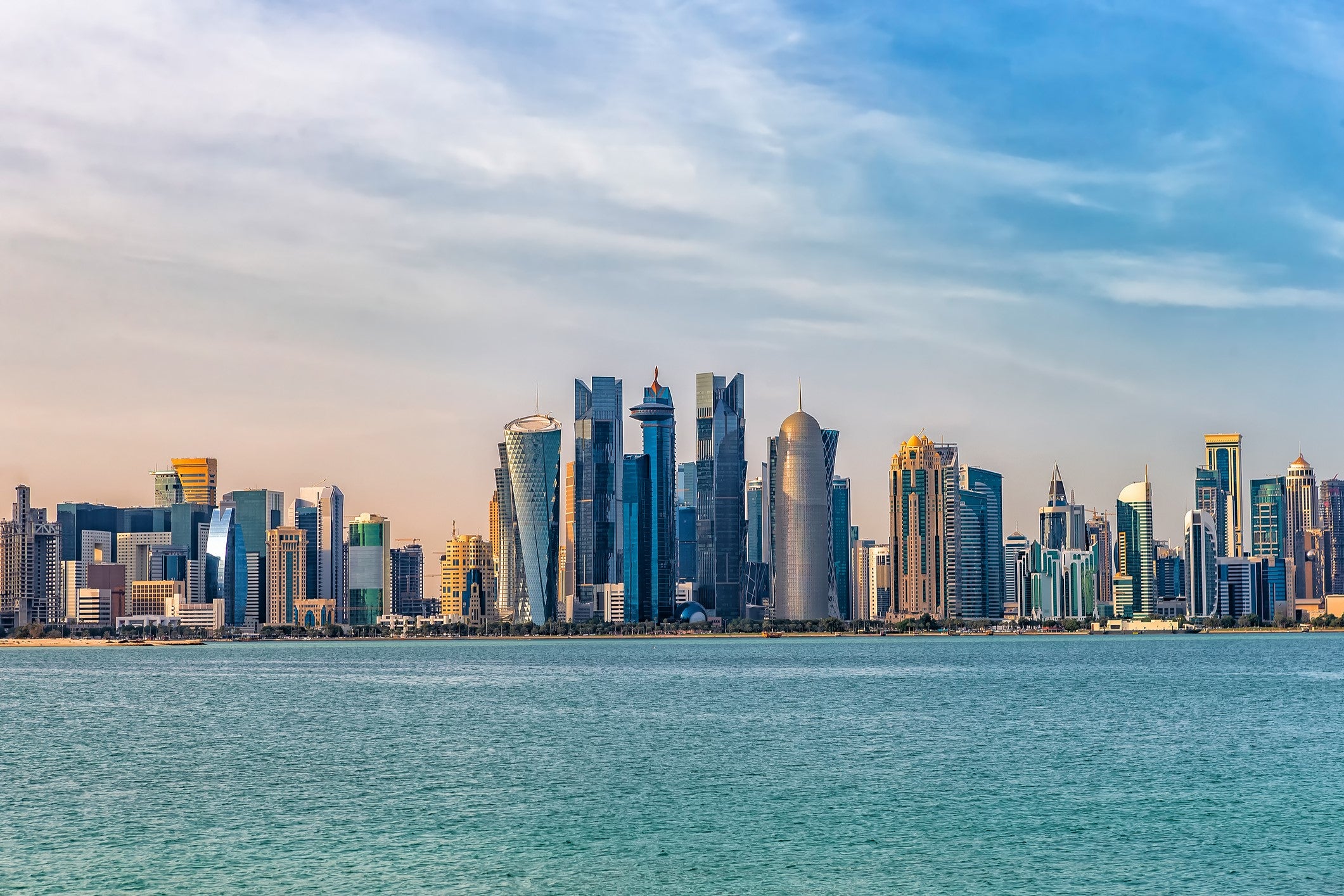 Qatar. Doha Skyline. Qatar Doha. Доха панорама. Катар на горизонте.