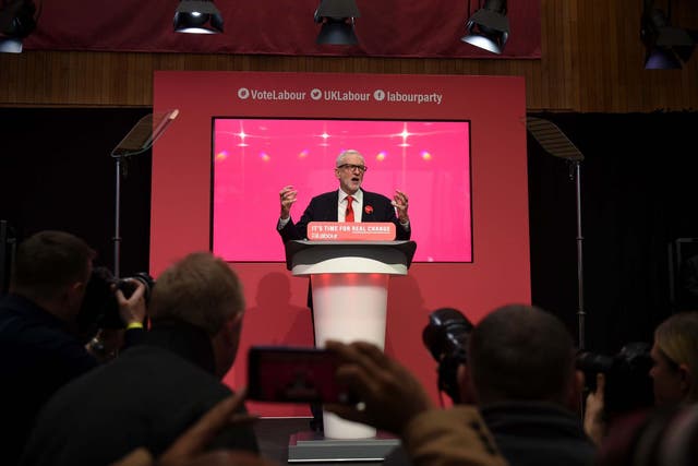 Corbyn speaks at the launch of the Labour party election manifesto in Birmingham