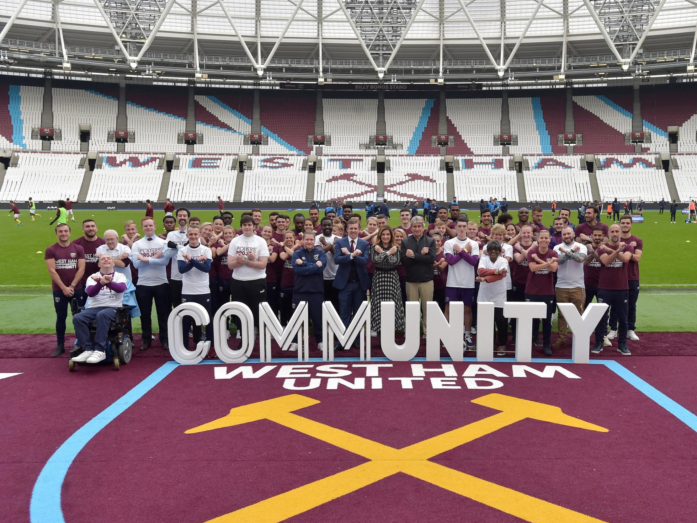 West Ham players and staff at the Players' Project anniversary event