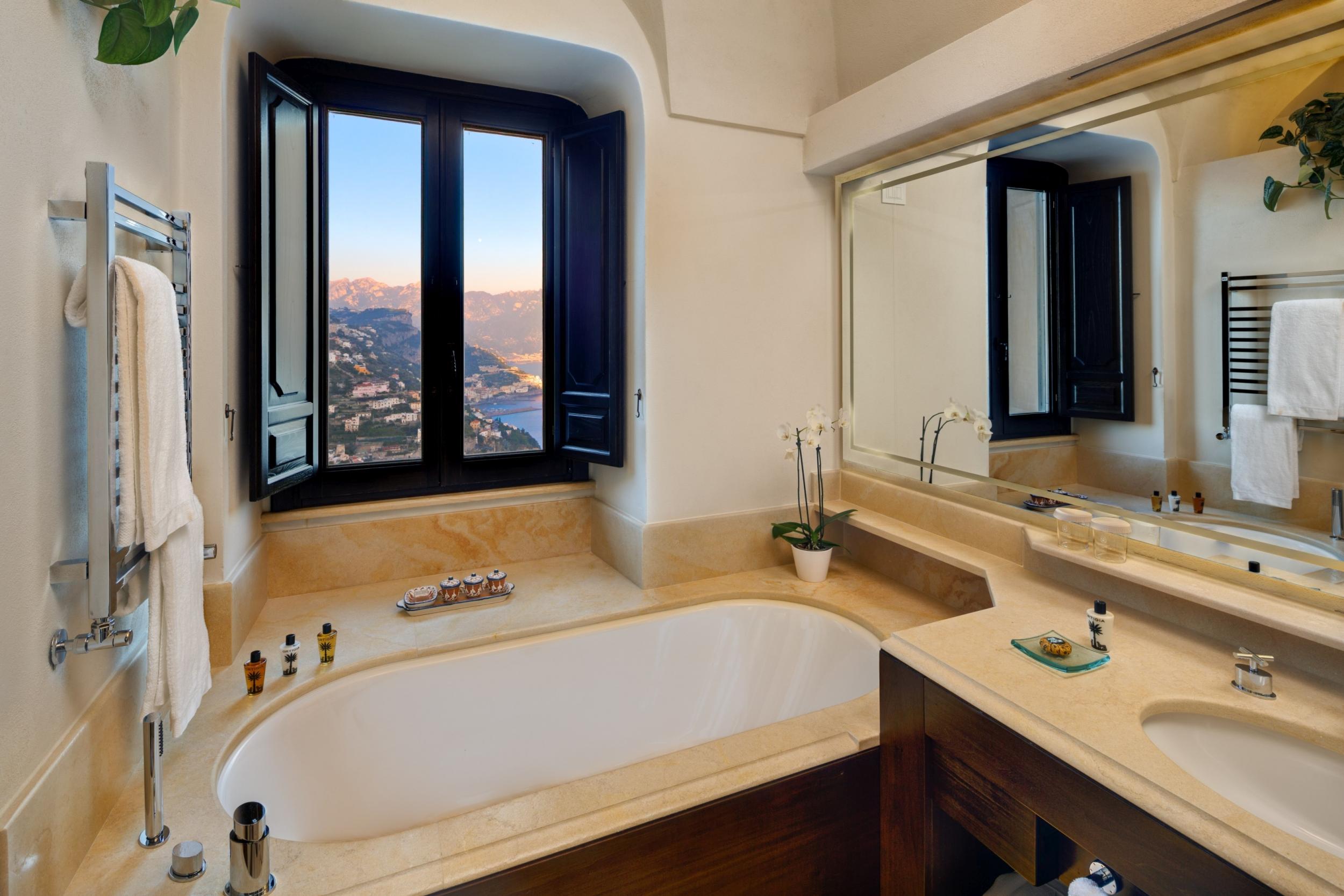 Plush bathrooms with a jaw-dropping view