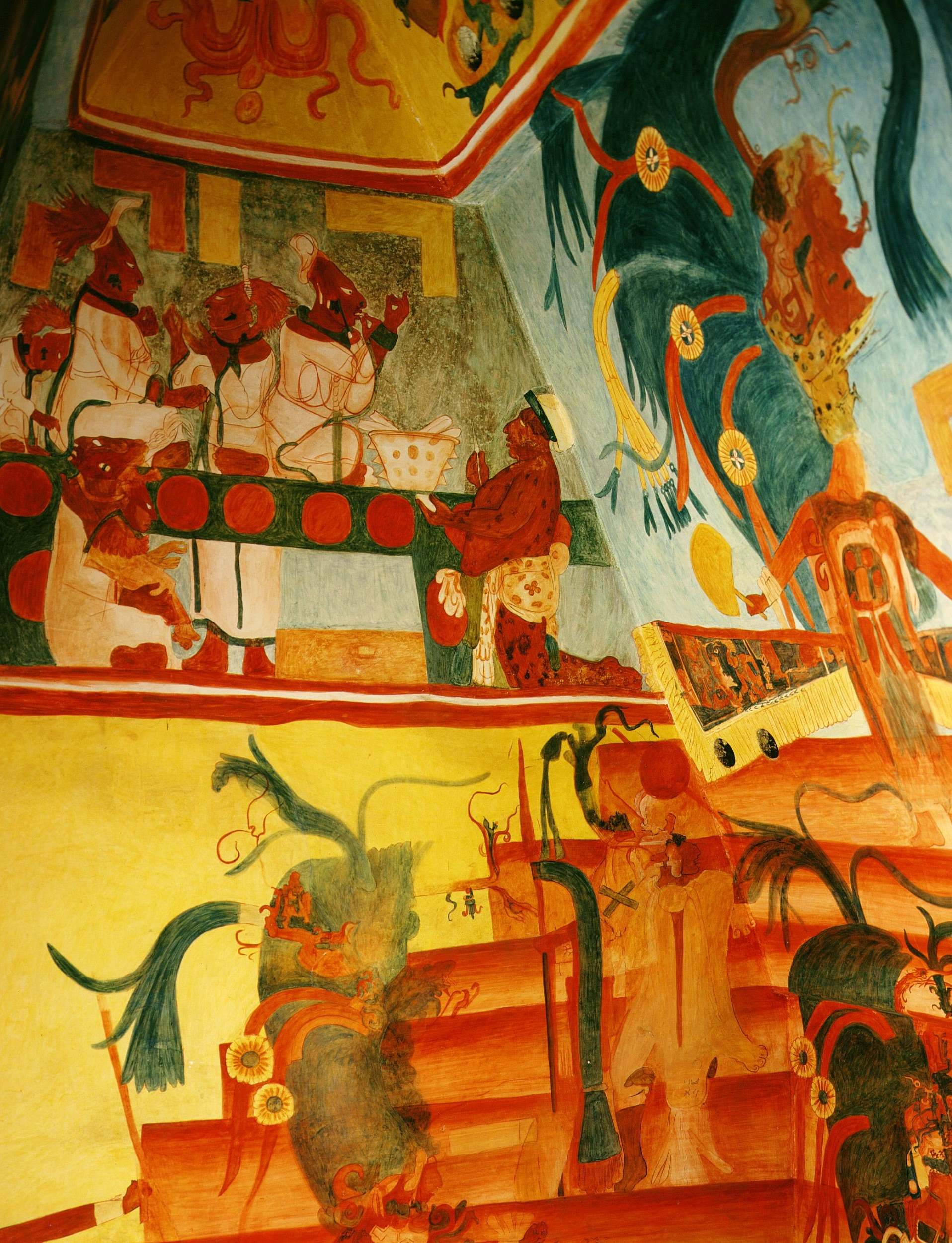 Part of the reproduction of the murals at Bonampak, an ancient Mayan archaeological site