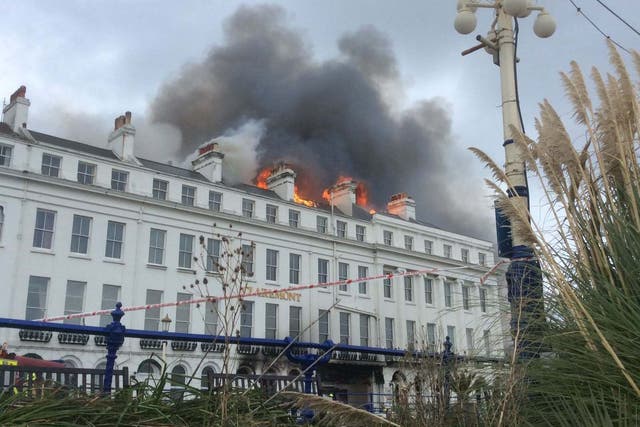 A major fire has severely damaged the Claremont hotel in Eastbourne, East Sussex