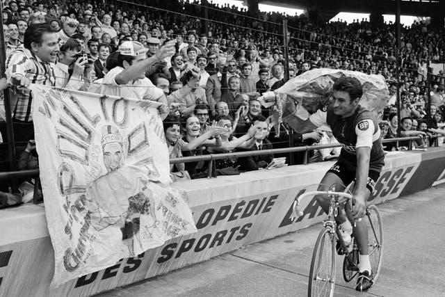 Poulidor during the 1967 Tour de France in Paris