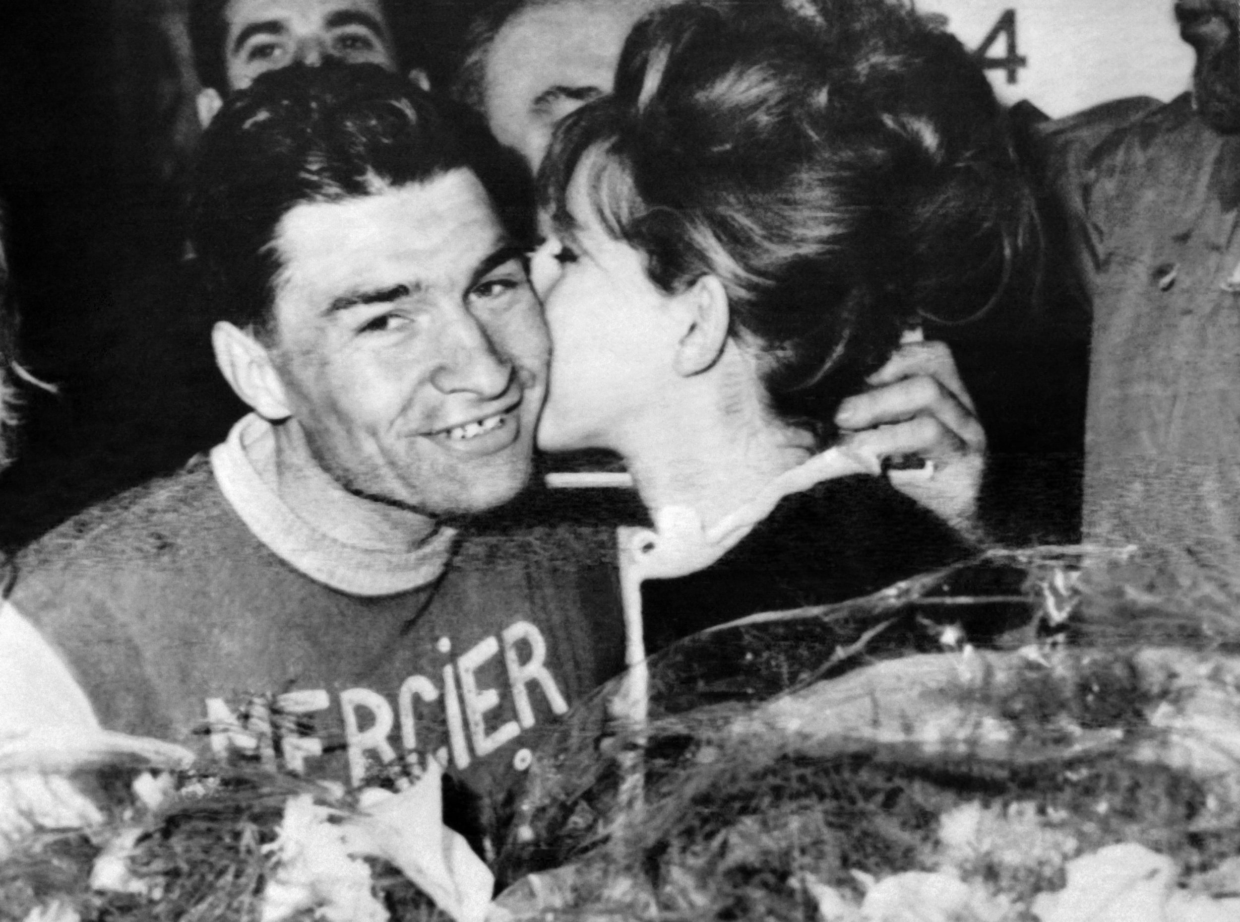 Poulidor after winning the 7th stage Ajaccio-Porto Vecchio of the Paris-Nice race, March 1964 (AFP/Getty)