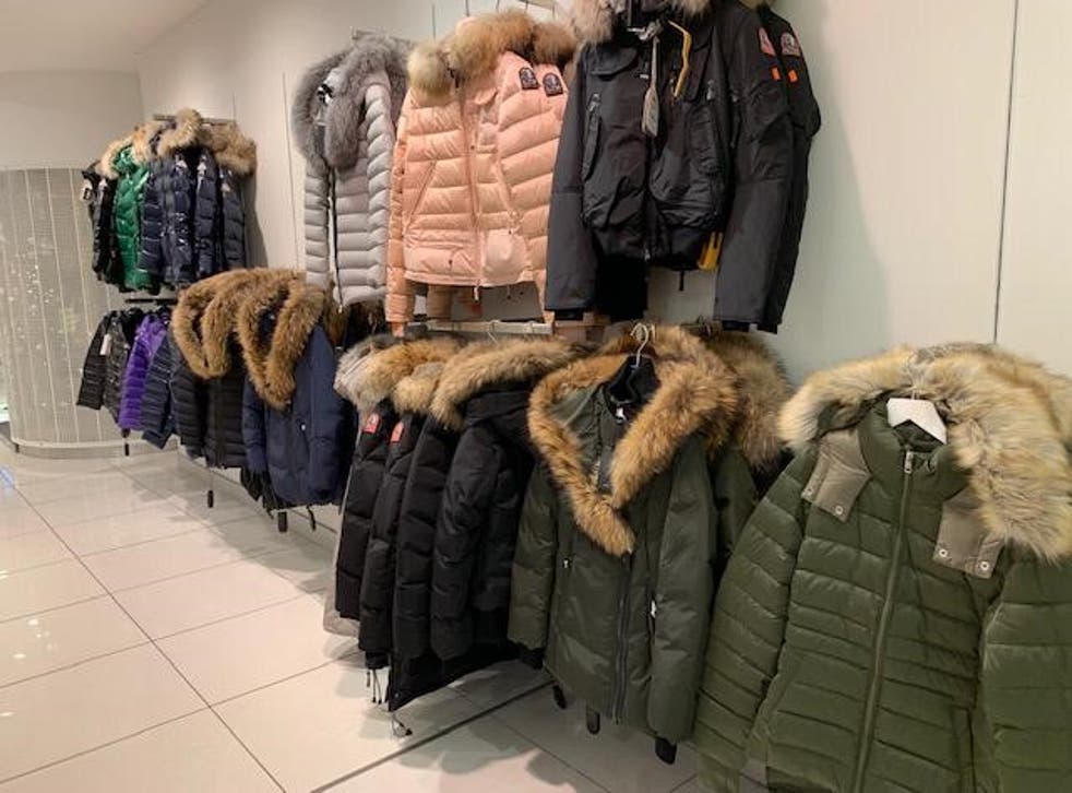 Clothing containing real fur at a House of Fraser store last week. The items have since been replaced.