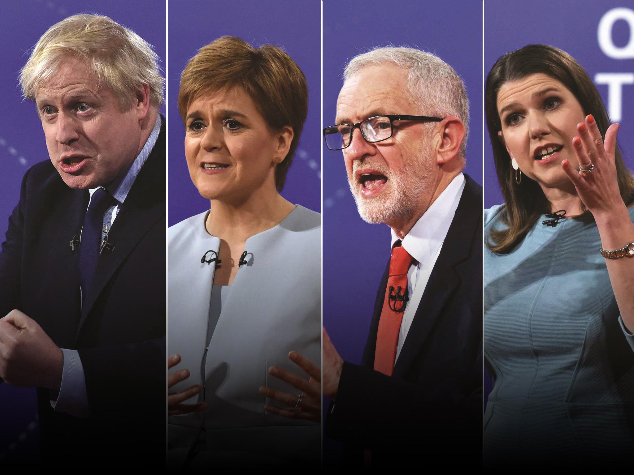 On Question Time last week: Boris Johnson, Nicola Sturgeon, Jeremy Corbyn and Jo Swinson