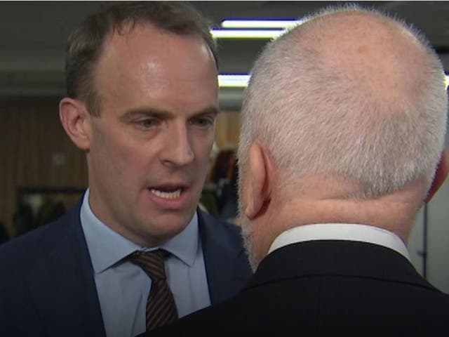 Dominic Raab and Andy McDonald share a robust exchange of views