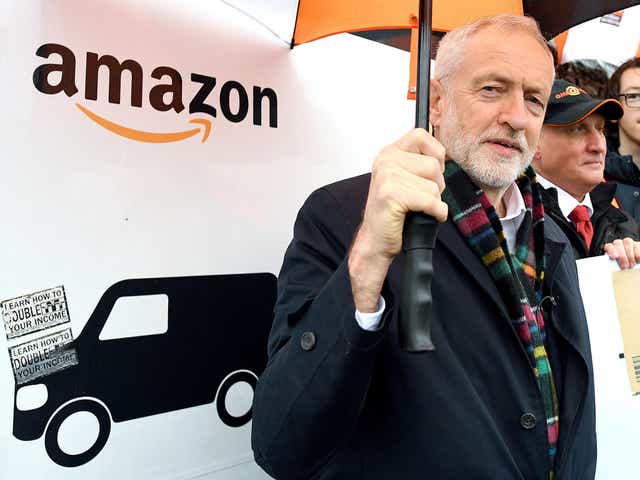 labour leader made the pledge during a visit to the Amazon depot in Sheffield today
