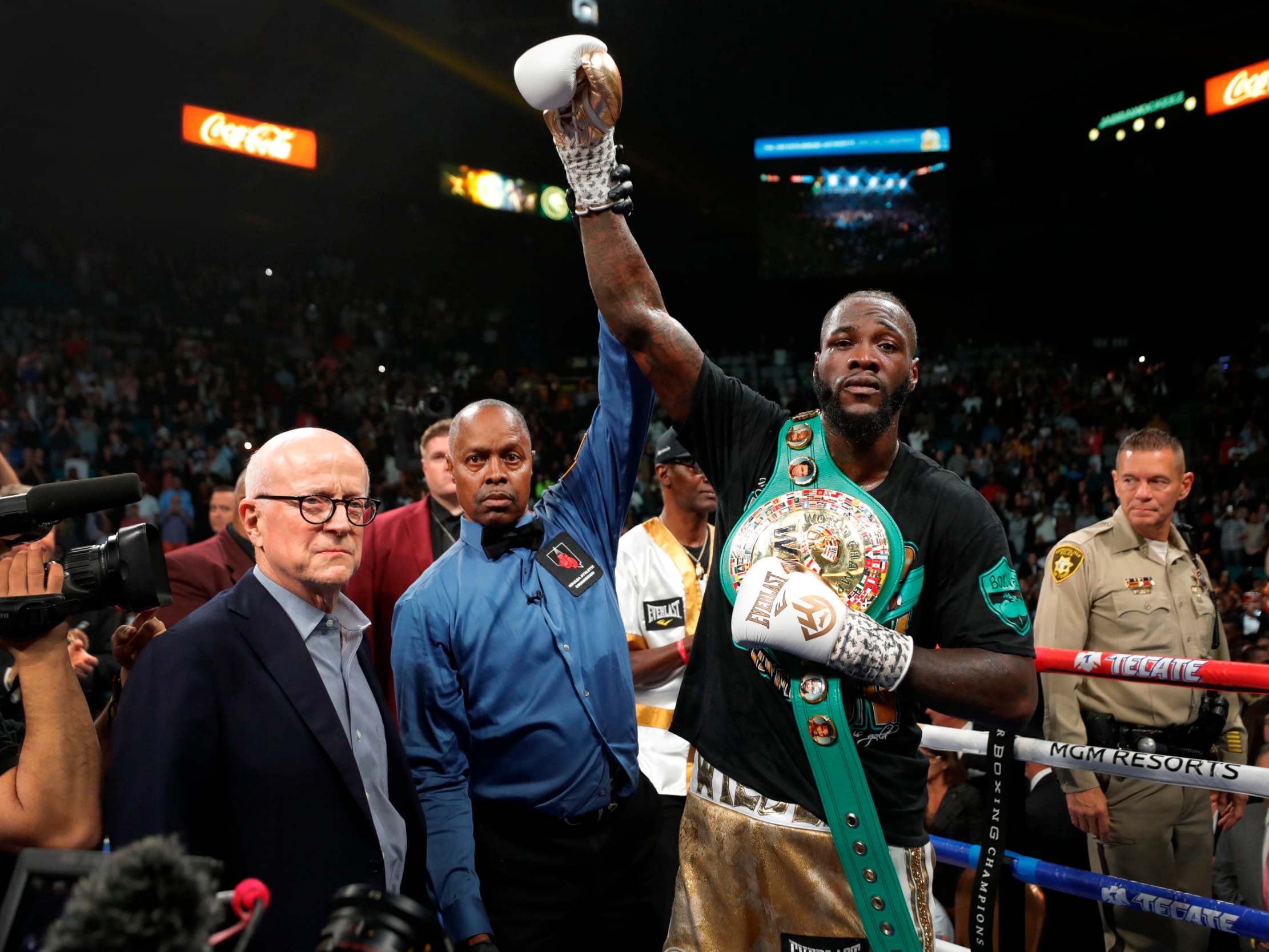 Deontay Wilder celebrates his victory (Getty)
