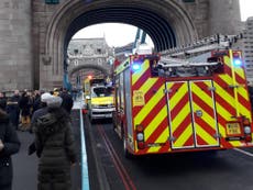Tower Bridge closed as fire brigade try to rescue injured person