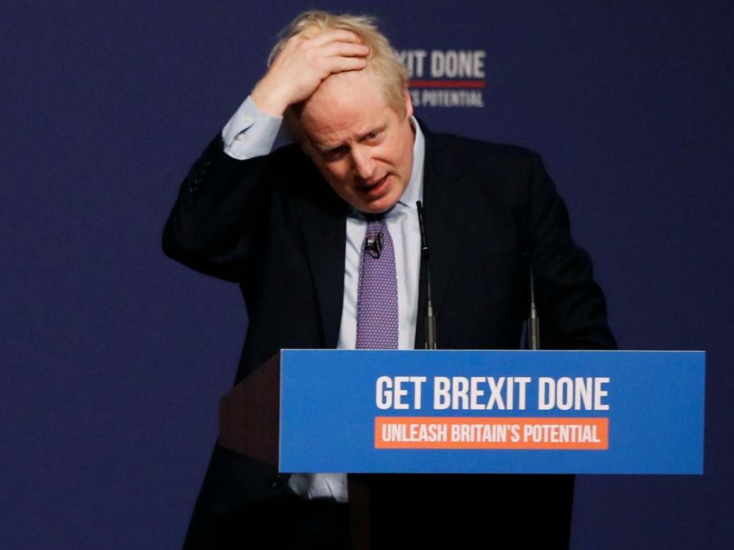 Boris Johnson flounders as he fails to defend Tories&apos; fake fact checker at Tory manifesto launch