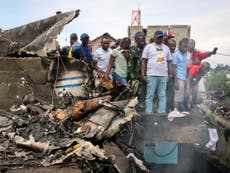 At least 27 killed as plane crashes into busy city in Congo