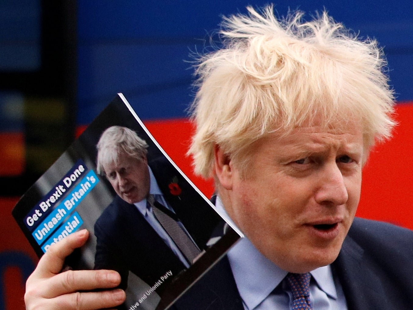 Johnson arrives for the Conservative Party’s manifesto launch in Telford on Sunday