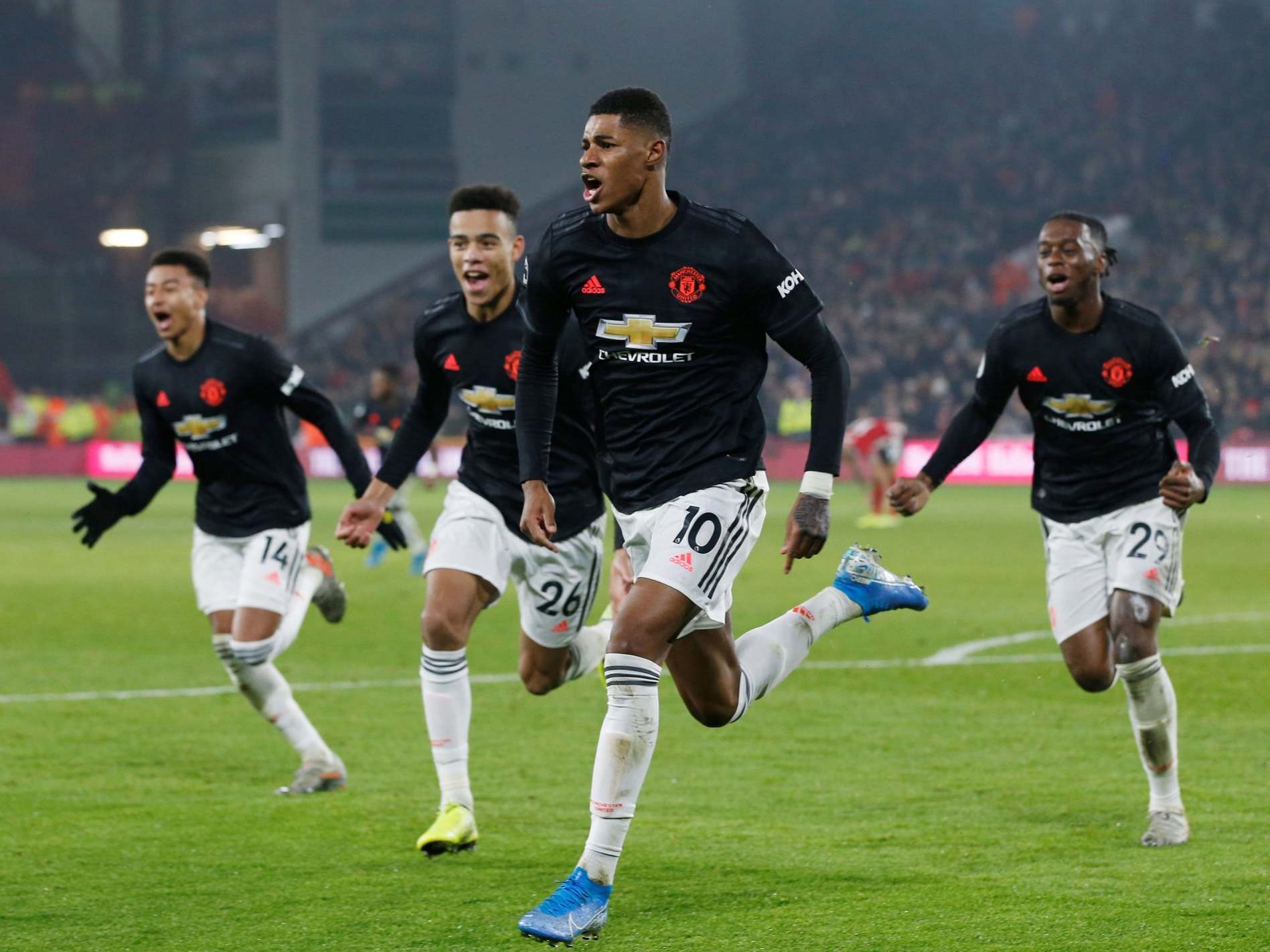 Rashford celebrates putting United ahead (REUTERS)