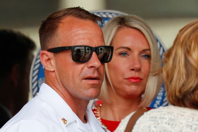 Edward Gallagher and his wife Andrea during his court martial in San Diego, California