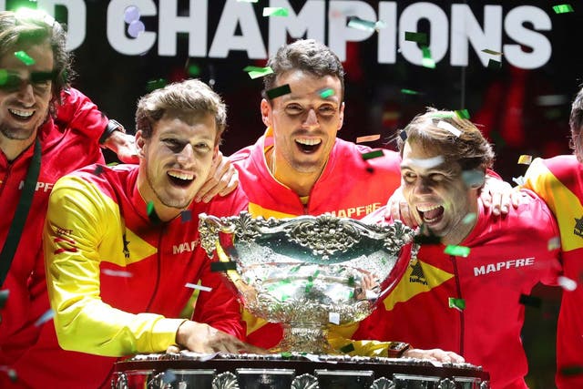 Spain celebrate their sixth Davis Cup title