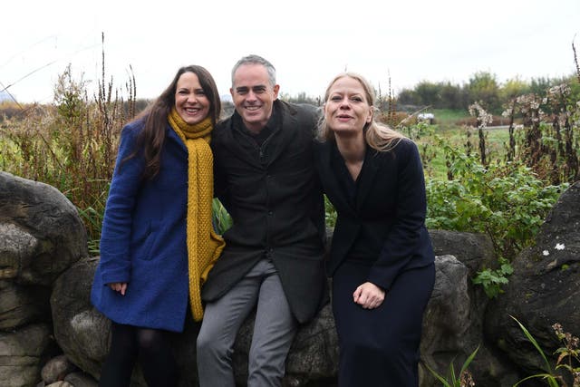 <p>Former Green Party co-leader Jonathan Bartley with Sian Berry (right) and deputy leader Amelia Womack</p>