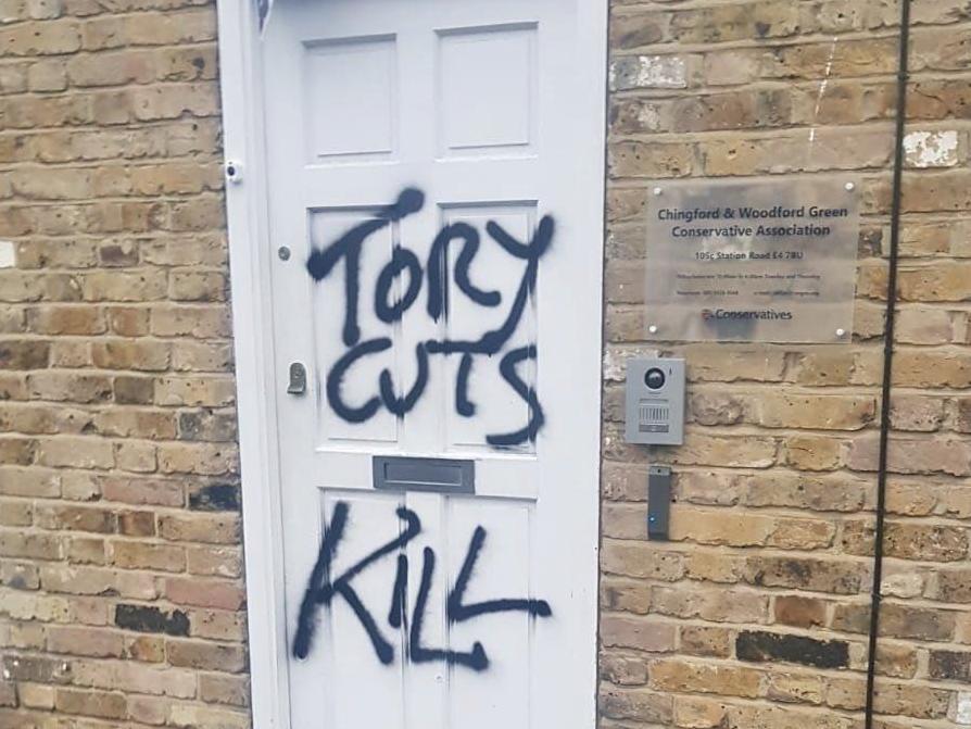 'Tory cuts kill' sprayed on door of Iain Duncan Smith's office in Chingford and Woodford Green