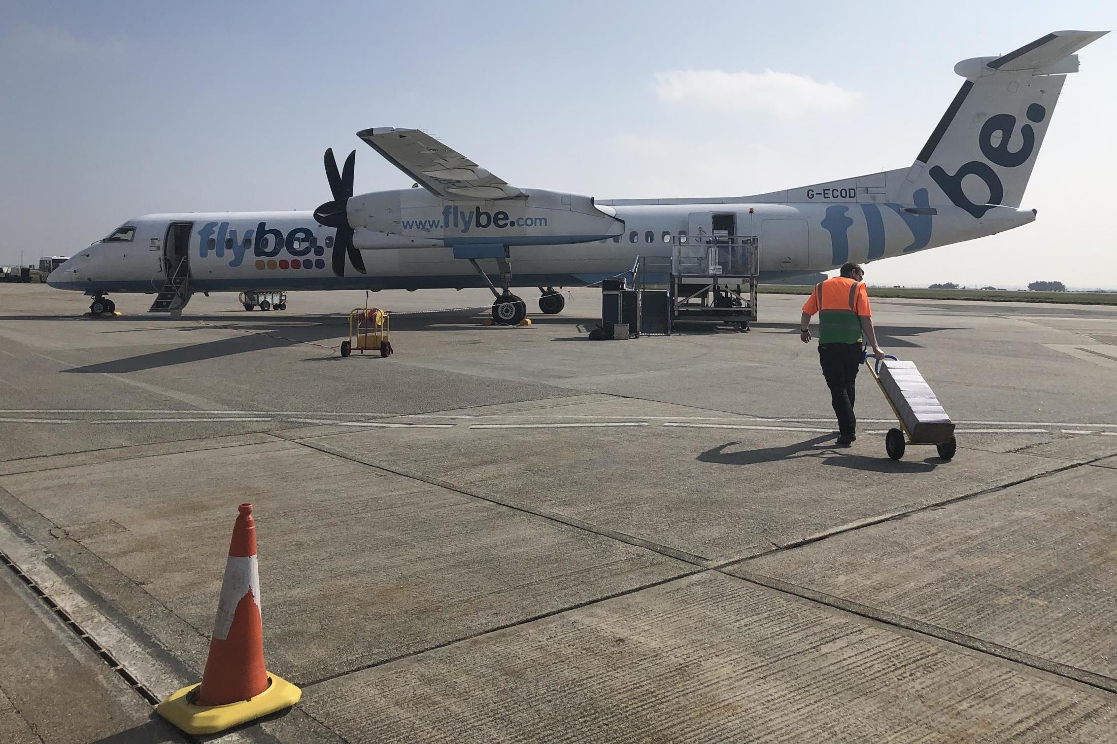 Cornish connection: a Flybe Q400 aircraft at Newquay airport