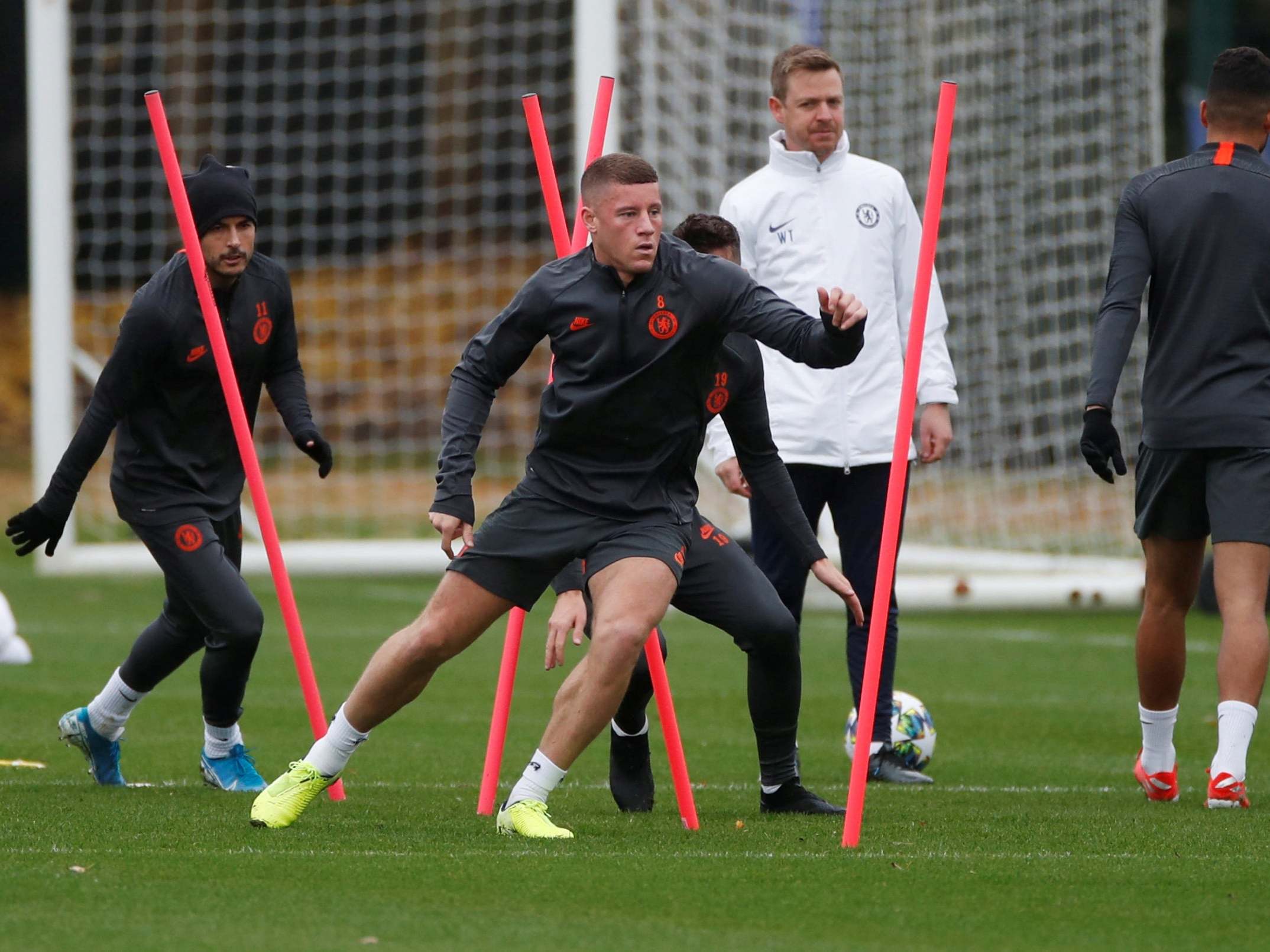Ross Barkley in Chelsea training at Cobham this week