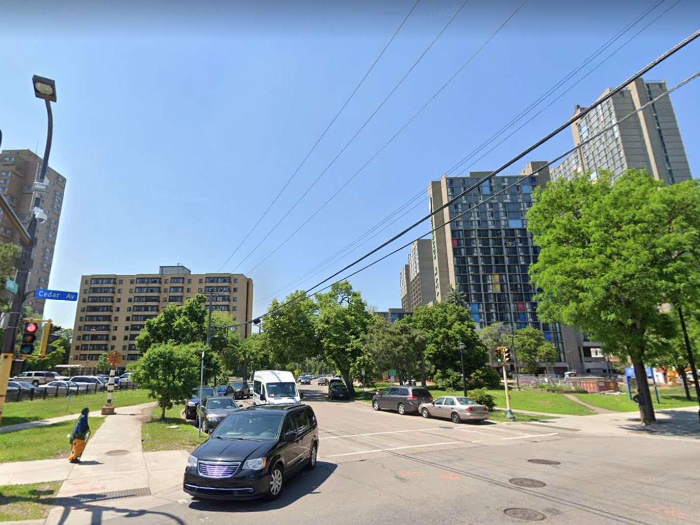 A screenshot of the area in Minneapolis where the fire reportedly took place. It is not immediately clear which building was impacted by Wednesday blaze