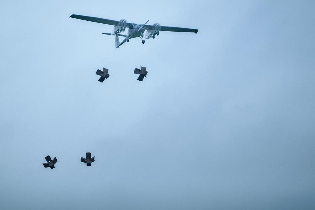Drop zone: a test flight for dropping boxes of aid from a drone