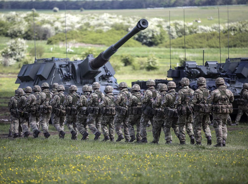 Soldiers of the Royal Artillery take part in the Artillery's 300th anniversary celebrations at Knighton Down on 26 May, 2016 in Lark Hill