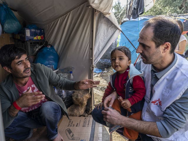 MSF International President Christos Christou visiting the Moria camp in Lesbos