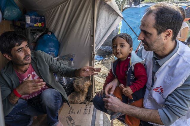 MSF International President Christos Christou visiting the Moria camp in Lesbos