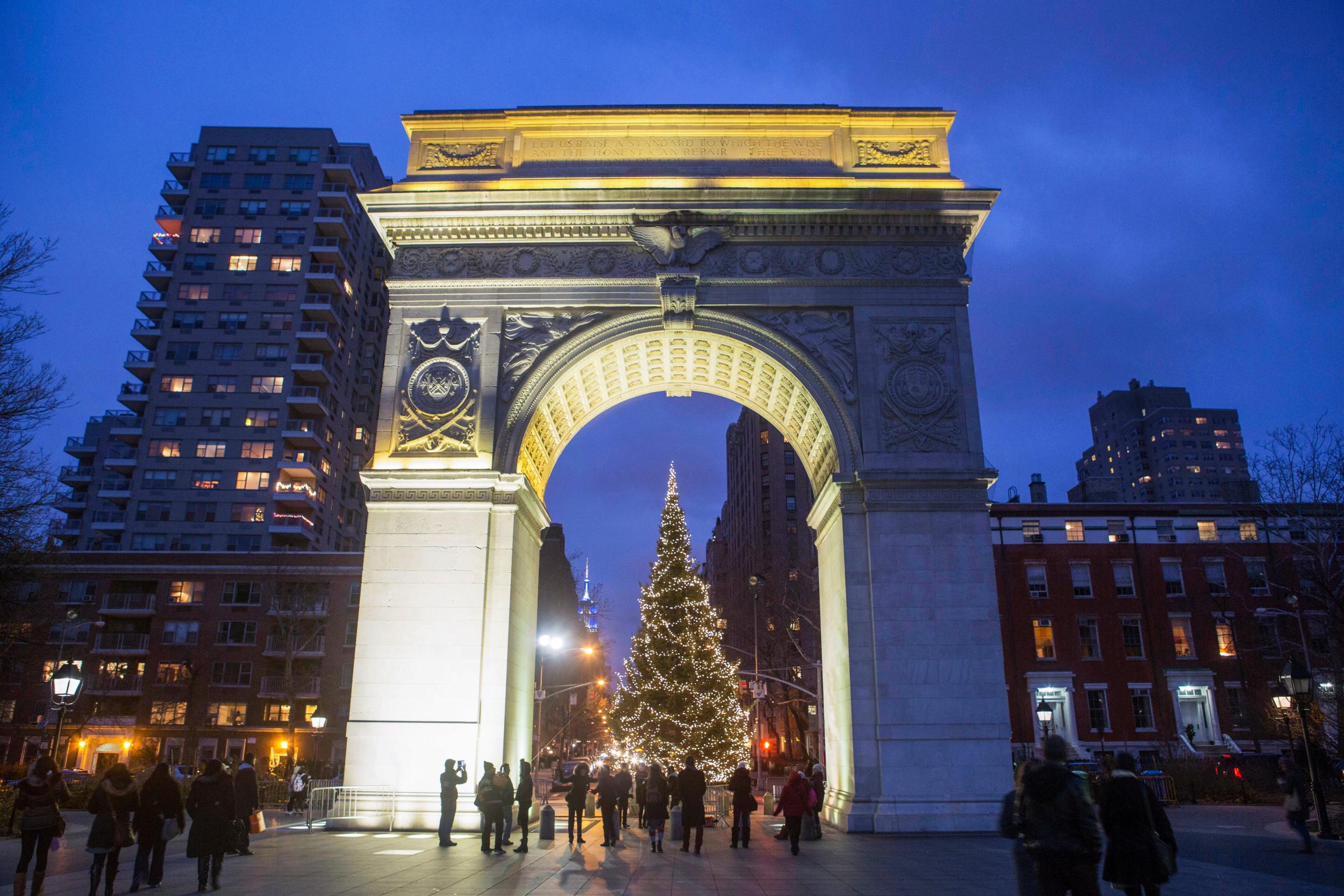 The Christmas tree at Washington Square Park