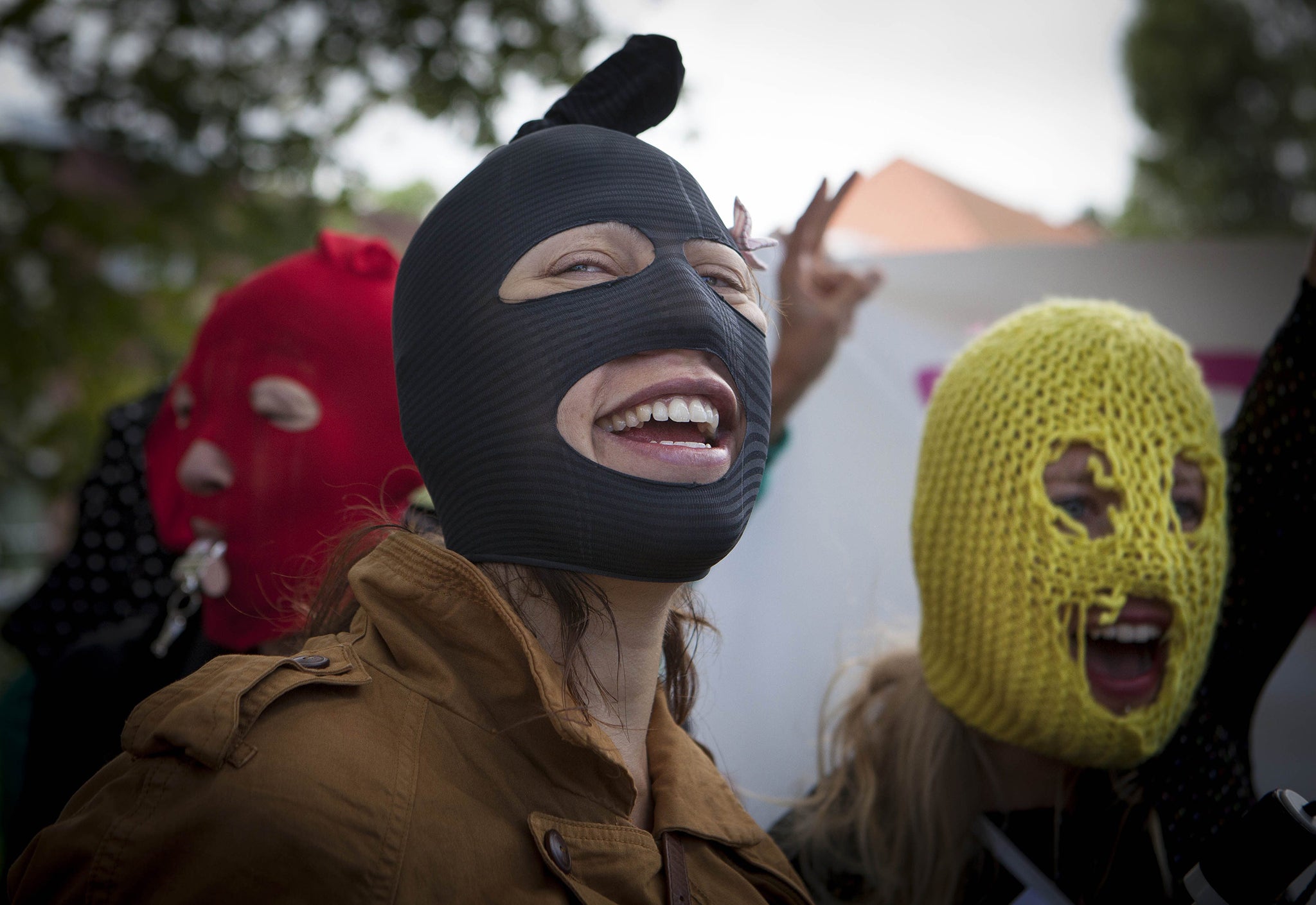 Pro-Pussy Riot activists demonstrating outside the Russian embassy in The Hague in August 2012