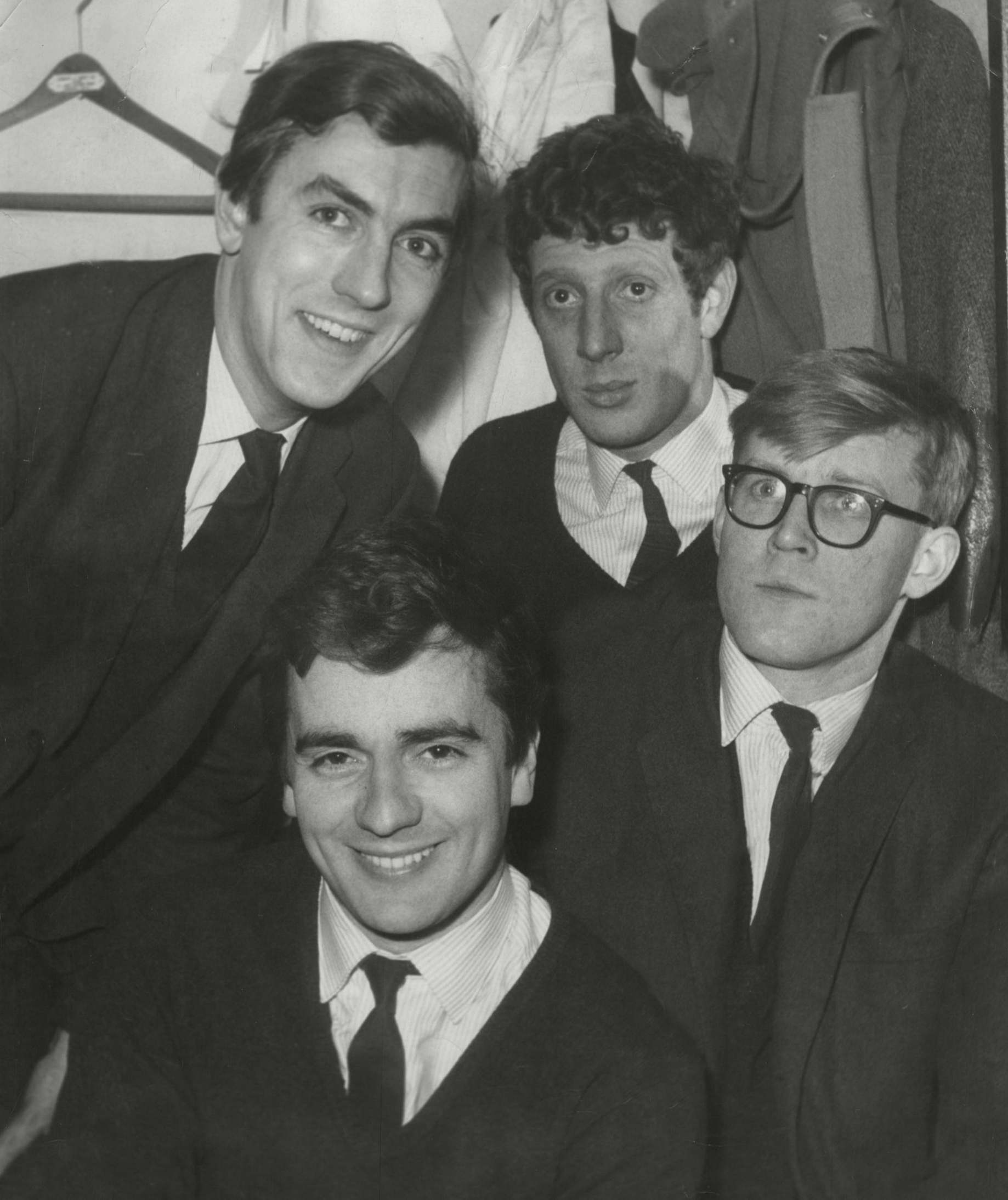 Beyond the Fringe in 1962 (clockwise from left): Cook, Miller, Bennett, Moore