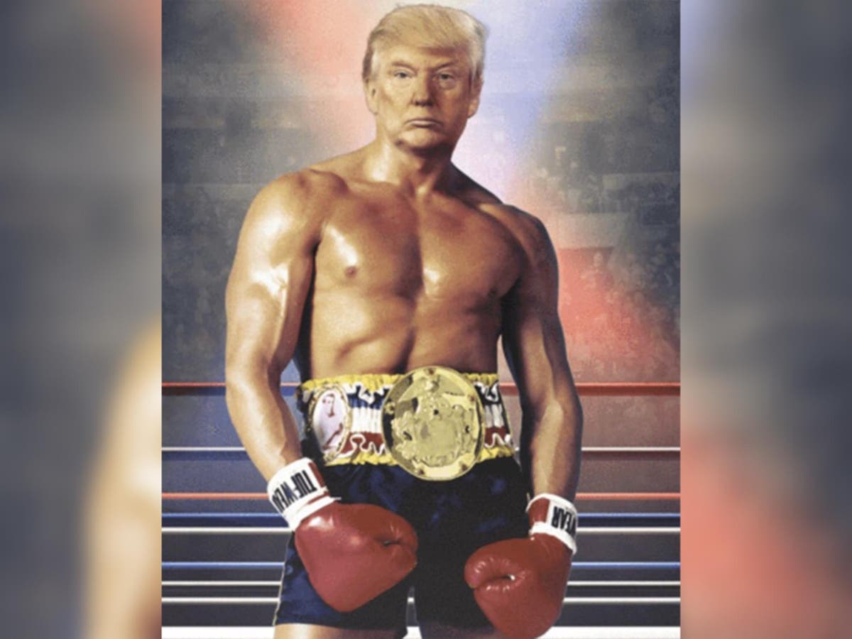 Trump posts bizarre shirtless image of his head on Rocky's body The Independent The Independent