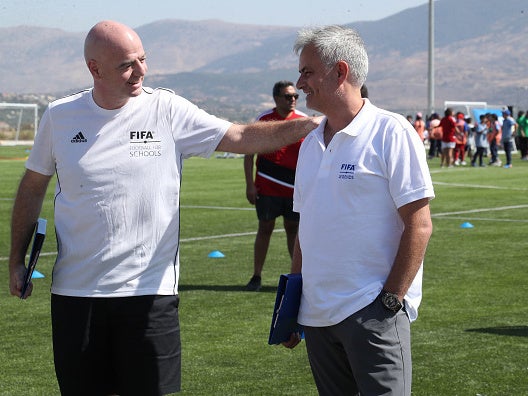 Jose Mourinho and Gianni Infantino on a Fifa expedition last month