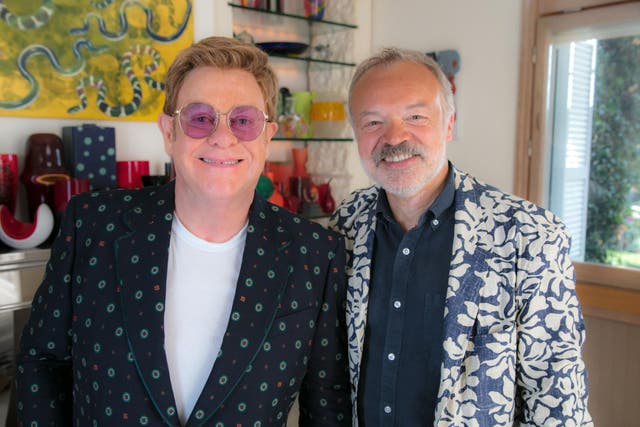 Elton John with Graham Norton, the host of BBC1’s Elton John: Uncensored
