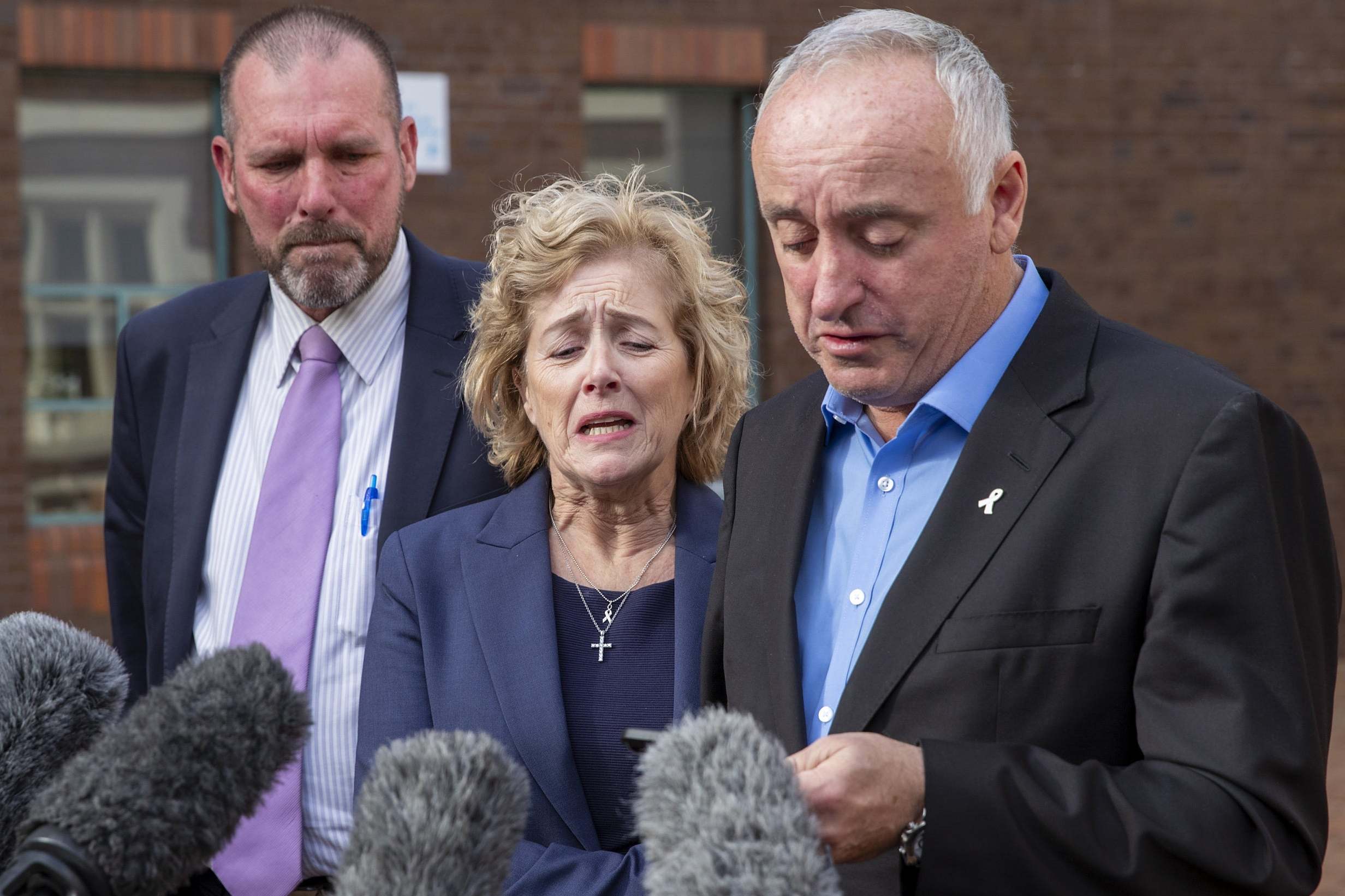 Millane’s parents talk to the media (Getty)