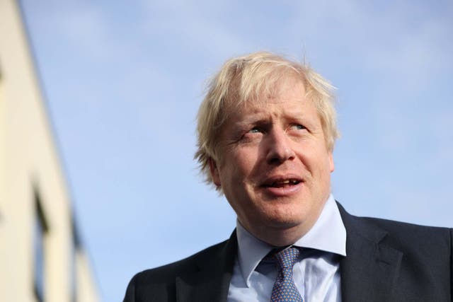 Boris Johnson visits Chulmleigh College while campaigning in Devon on 28 November