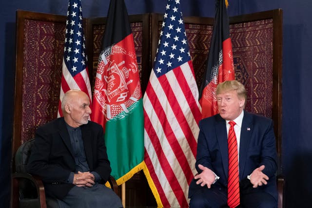 Afghan president Ashraf Ghani and his US counterpart Donald Trump hold talks at Bagram airbase during the latter’s surprise visit to Afghanistan at the end of November