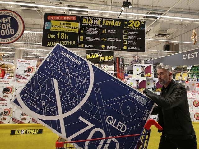 A Carrefour shopping center in Cesson, western France, as the Black Friday sales began