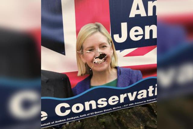Ms Jenkyns has complained of separate incidents that have seen campaign posters defaced